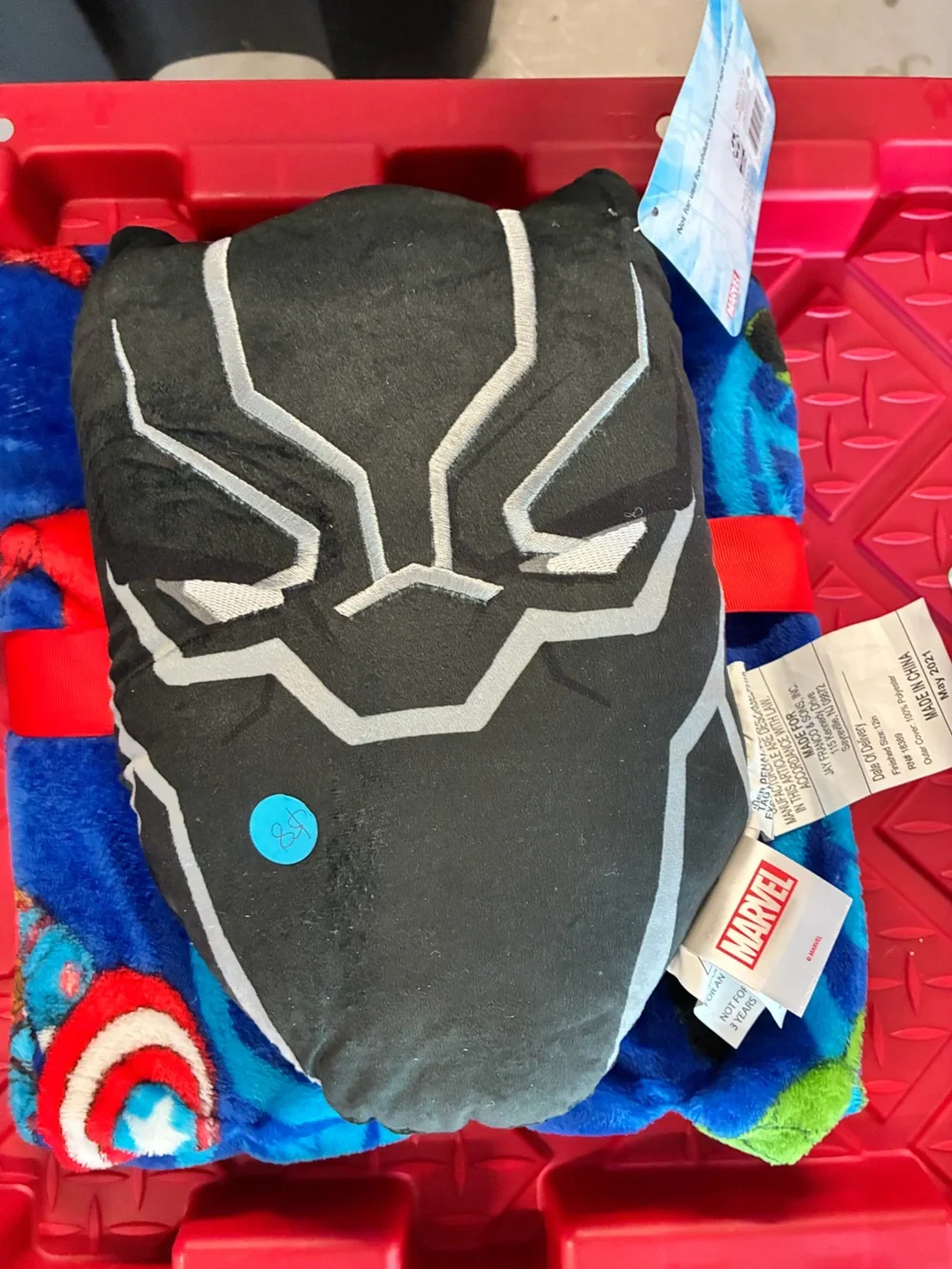Marvel Kids Blue & Red Avengers Travel Blanket with Pillow